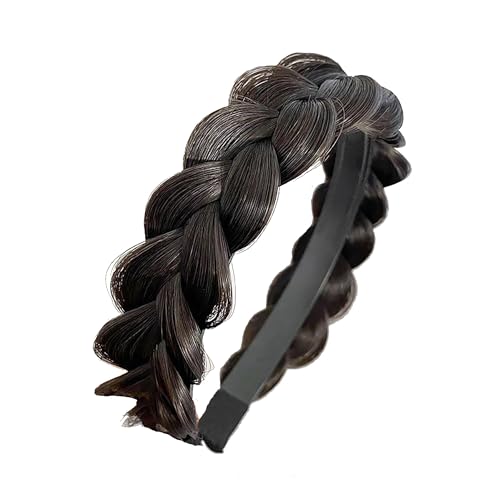 XXFBJNMD Nonslip headbands 3 strands Synthetic Hair Plaited Headbands Braid With Teeth Hair Band Accessories Messy Vintage Braid Headbands for Wedding Party Dating Dinner Ladies and Girls - Image 1