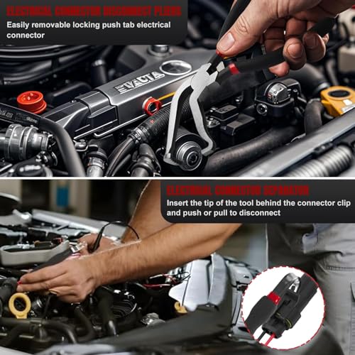DIANZHU Electrical Disconnect Pliers 37960, Electrical Connector Separator 13120, 8in Automotive Tools Electrical Connector Pliers, Automotive Tools for Push Tab Style Plugs (2-Piece Set) - Image 3