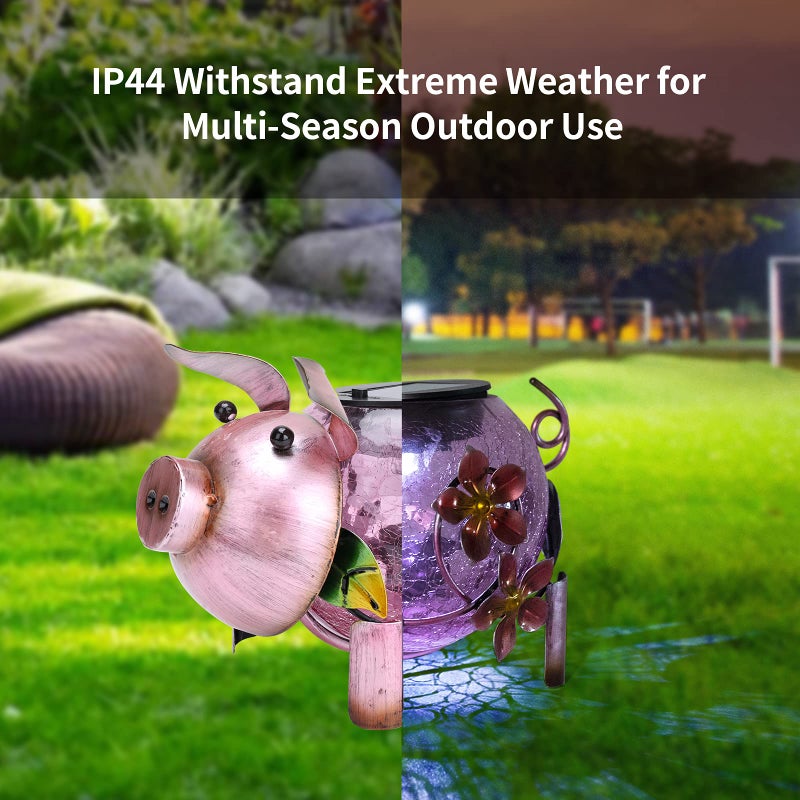 MUMTOP Solar Lantern - Solar Lights Outdoor Waterproof, Pig Solar Yard Decorations, Decorative Lantern Tabletop Ornaments for Garden Decor - Image 2