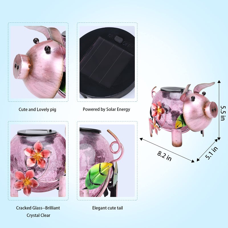 MUMTOP Solar Lantern - Solar Lights Outdoor Waterproof, Pig Solar Yard Decorations, Decorative Lantern Tabletop Ornaments for Garden Decor - Image 5