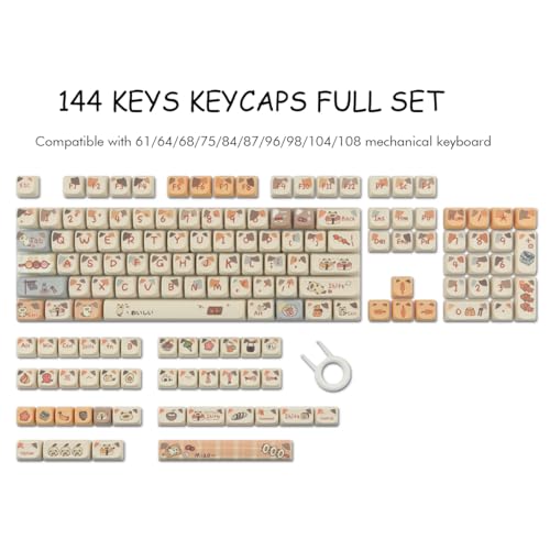 TYRIXKI PBT Keycaps 144 Keys Cute Keycaps Dye-Sublimation Sushi Cat Keycap Mao Profile Custom Keycap for Cherry Gateron MX Swithes Mechanical Keyboards - Image 3