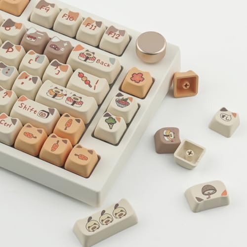 TYRIXKI PBT Keycaps 144 Keys Cute Keycaps Dye-Sublimation Sushi Cat Keycap Mao Profile Custom Keycap for Cherry Gateron MX Swithes Mechanical Keyboards - Image 2