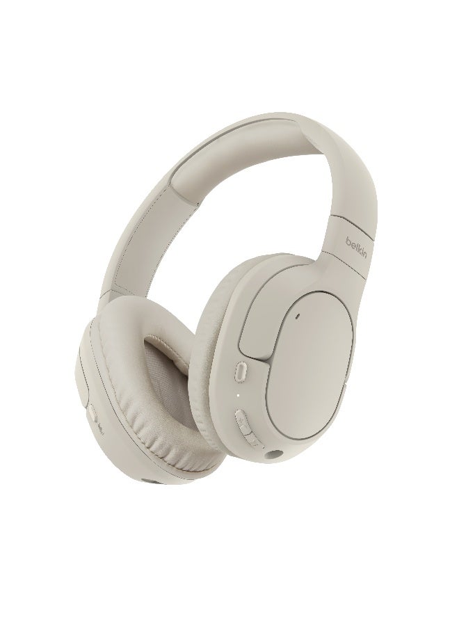 Belkin SoundForm Surround Bluetooth Over-Ear Headphones, Environmental Noise Cancelling Headphones, Wireless with 60H Playtime & Soft Ear Cups for iPhone, Galaxy, iPad, Travel, Home, or Office - Sand Sand - Image 2