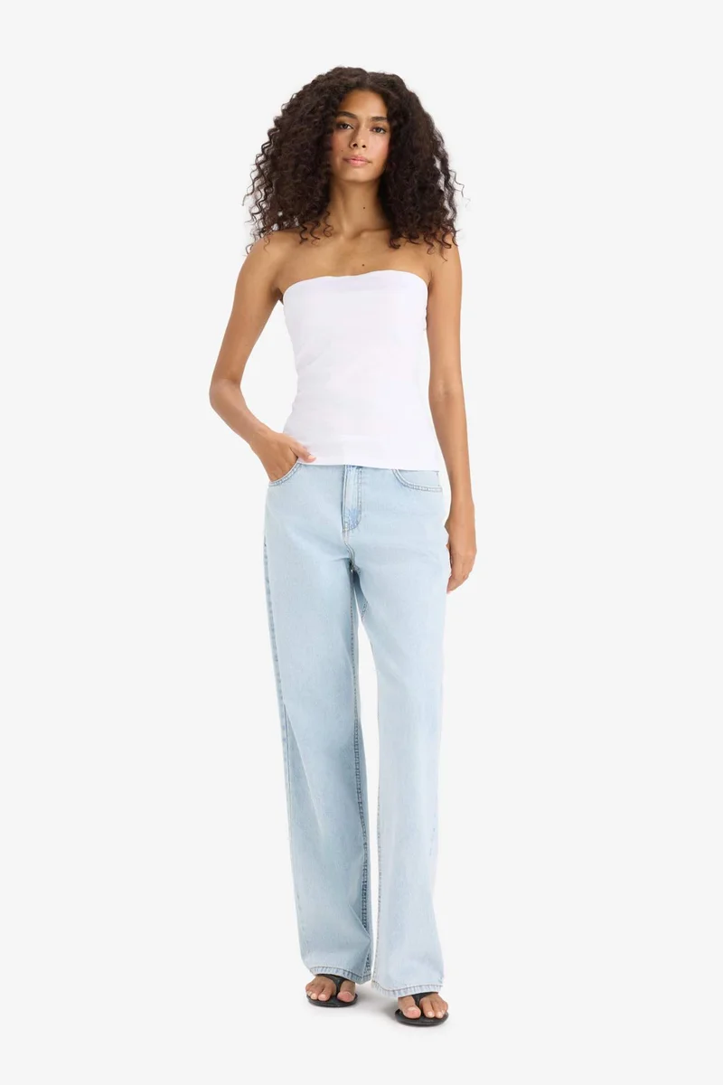 DeFacto Slim Fit Strapless White Blouse