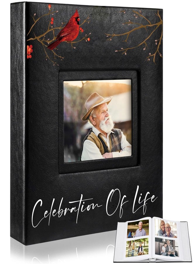 ReliThick Cardinal Funeral Photo Album 4 x 6 Inch 200 Blank Pages Memorial Leather Album Memory Album Scrapbook for Memorial Service Decor in Loving Memory Supply (Celebration of Life) - Image 1