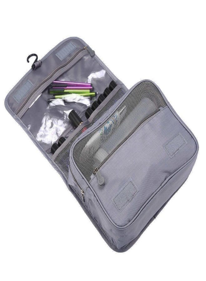 MYZON Hanging Travel Toiletry Cosmetic Make up Organizer Bag for Women and Girls Waterproof Grey - Image 2