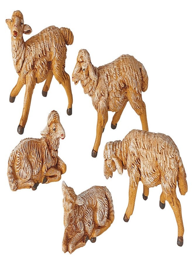 فونتانيني من إنتاج شركة رومان، خروف أبيض، مجموعة حيوانات 5 بوصات، مجسم ميلاد المسيح وملحقاته، منحوت ومطلي يدويًا