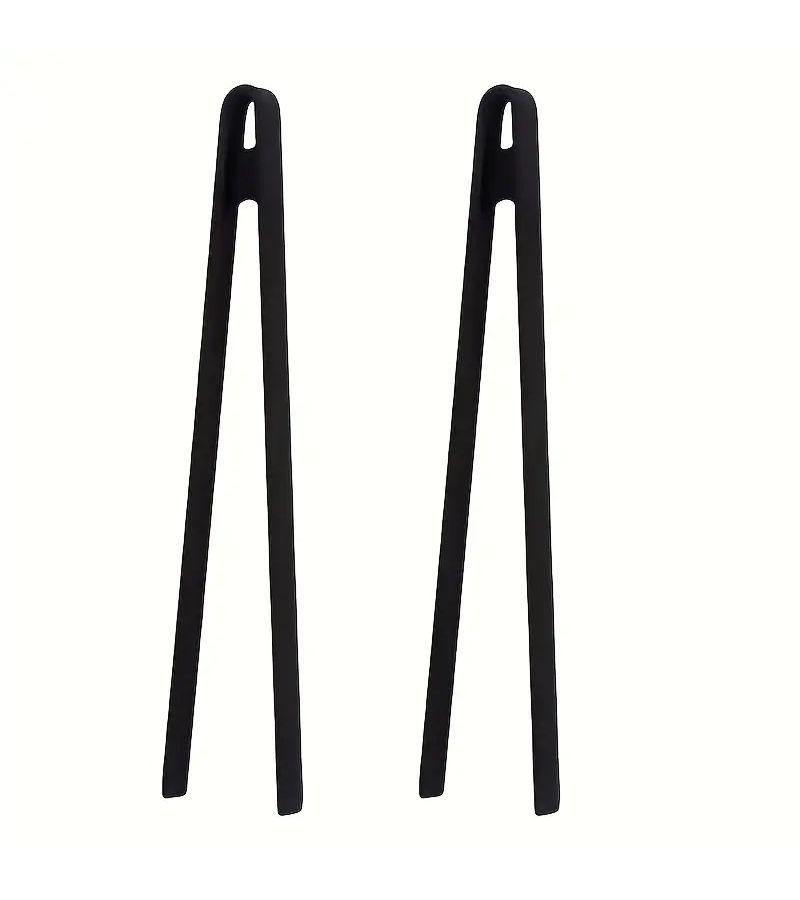 2pcs Red Black Silicone Salad Tongs Heat Resistant Kitchen Utensils BBQ - Image 3