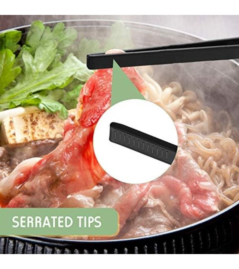 2pcs Red Black Silicone Salad Tongs Heat Resistant Kitchen Utensils BBQ - Image 5