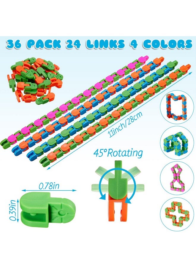Sosation - 36 Pack Wacky Tracks Fidget Toy 24 Links Snake Fidget Toy For Kids Sensory Click Fidget Toys For Kids Adults Adhd Stress Relief Keep Fingers Busy And Minds Focused - Image 1