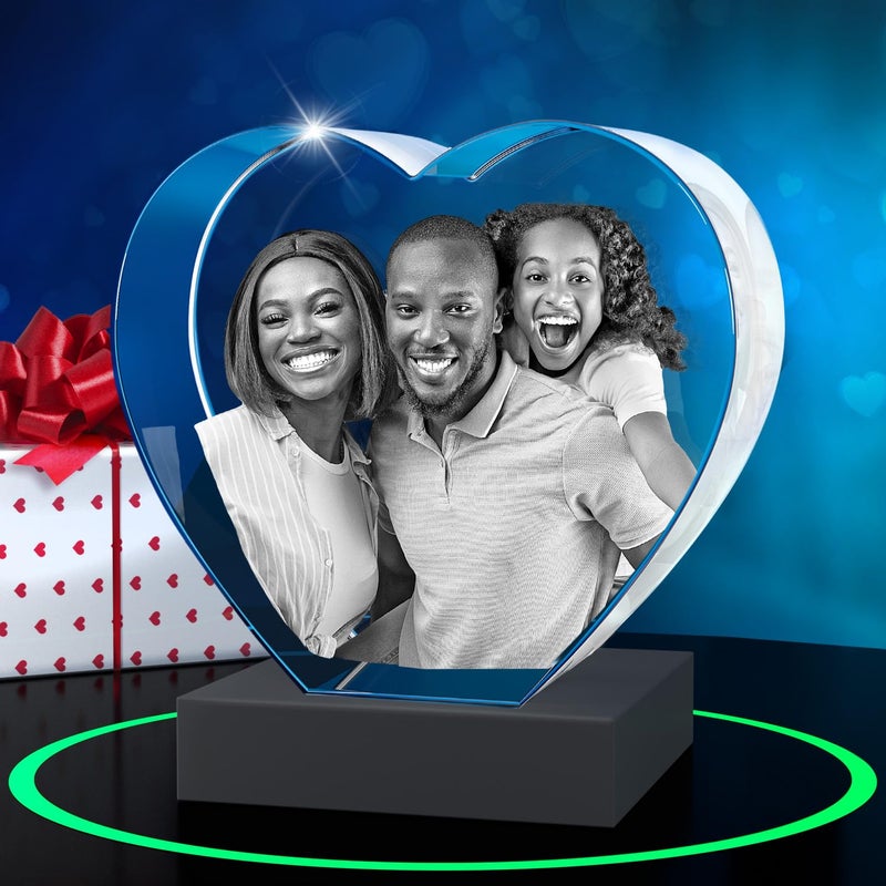 Artpix 3D Premium Crystal Photo Higports for Women زوجة الرجال أمي أبيها هدية مخصصة رائعة مع صورتك الخاصة بالزجاج ثلاثي الأبعاد المحفور بالليزر المحفور - Image 1