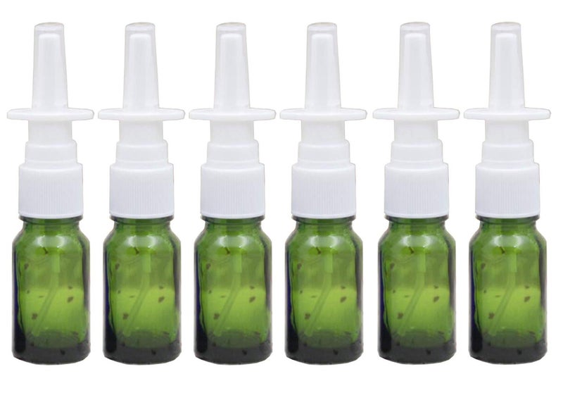 6Pcs 10ml/0.34oz Glass Nasal Spray Bottles - Portable Empty Refillable Fine Mist Sprayers Cosmetic Makeup Perfume Storage Container Vials(Green)