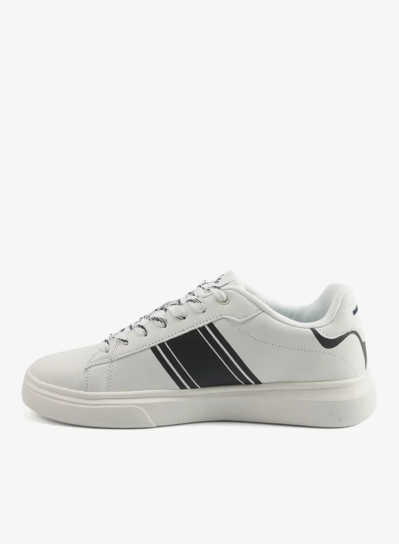 U.S. Polo Assn. Men's White Sneakers with Bold Side Logo – Sporty Striped Design for Effortless Everyday Styling