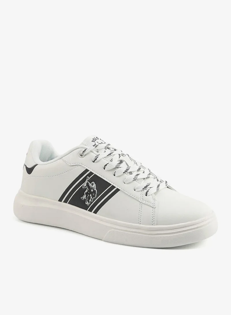 U.S. Polo Assn. white Men's White Sneakers with Bold Side Logo Shoes - Sporty Striped Design Shoes for Effortless Everyday Styling for Men | Best Price UAE
