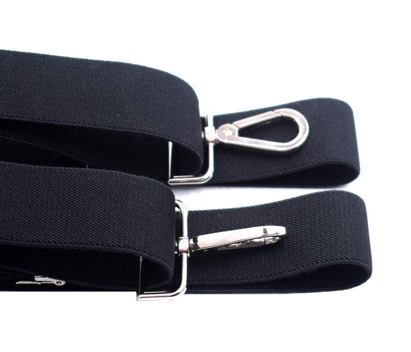 Levao Mens Suspender Heavy Duty X-Back 1.4 Inch Solid Color Adjustable Braces with 4 Snap Hooks Triangle Black - Image 2