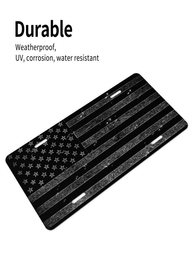 GACCAP License Plate Cover Car Decor Accessory Aluminum Metal Rust-Proof US Car Plate Novelty Vanity Tag Cover with 4 Holes for Men Women 6 * 12 in - Black Grey American Flag - Image 3