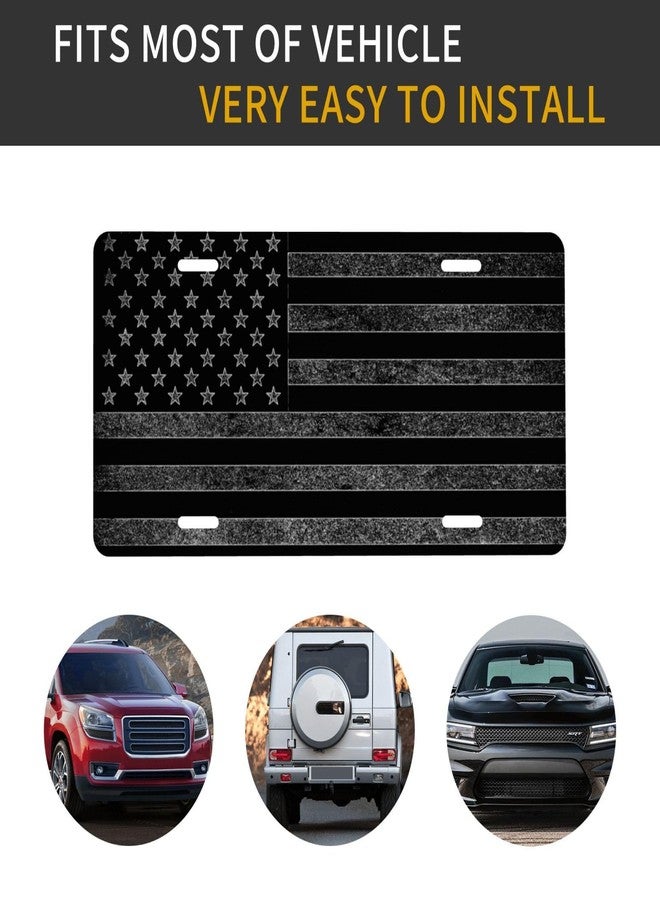GACCAP License Plate Cover Car Decor Accessory Aluminum Metal Rust-Proof US Car Plate Novelty Vanity Tag Cover with 4 Holes for Men Women 6 * 12 in - Black Grey American Flag - Image 4