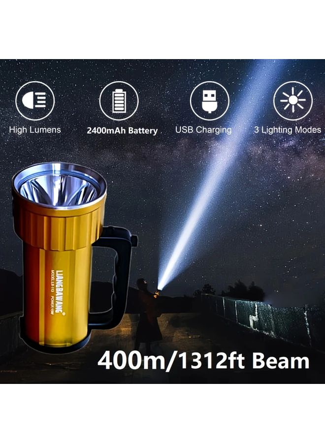 Gold Tactical Flashlight Super Bright COB Light USB Rechargeable 10 Hours Runtime - Image 1