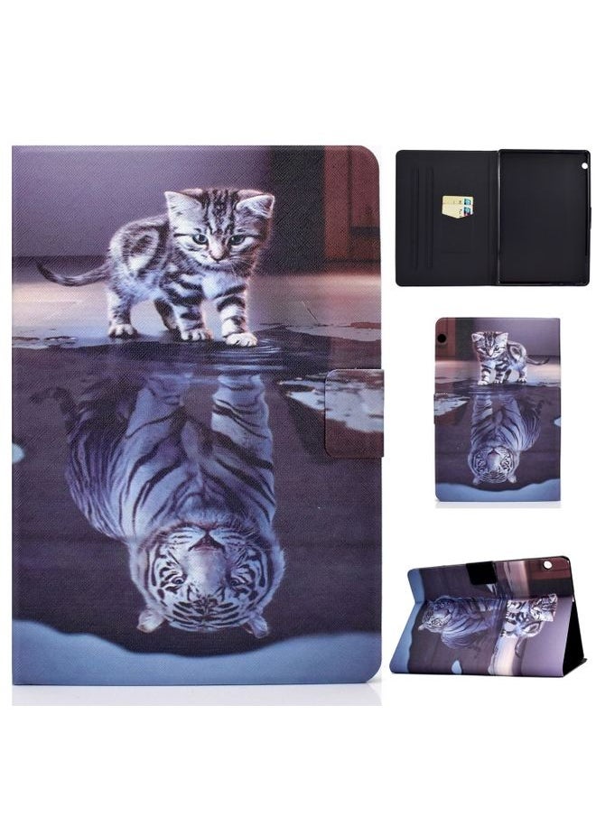 HuHa - Case Cover For Huawei MediaPad T5 10.0 Voltage Painted Pattern Tablet PC Protective Leather Case with Bracket & Card Slots & Anti-skid Strip Cat and Tiger - Image 1