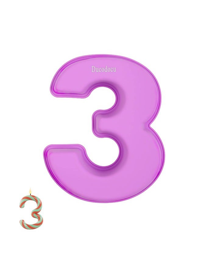 Ducodocu Large Silicone Number Cake Mould 3D Novelty Cake Pan DIY Baking Mold for Birthday Anniversary Number of 3 - Image 1