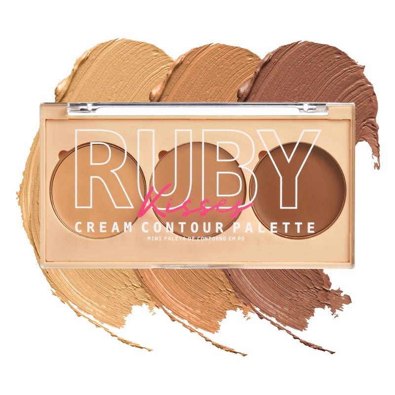 Ruby Kisses Contour Palette 3-in-1 Contour, Conceal, Highlight All-In-One Mini Palette, Long-Lasting, Easy to Blend Cream Contour Palette for Oily and Dry Skin (Medium To Tan) - Image 1