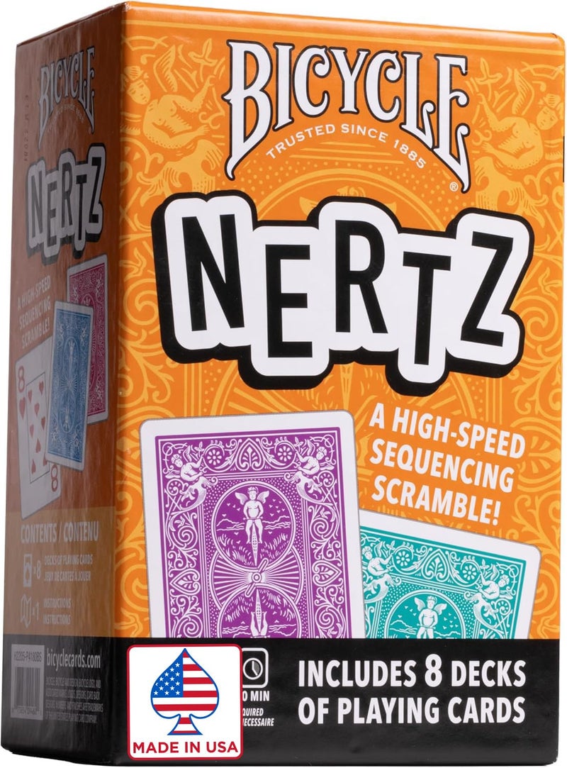 Bicycle Nertz Card Game (Solitaire) , 8 Decks of Jumbo Index Playing Cards, Fast-Paced Multiplayer Family Card Game for Kids and Adults, Classic Bicycle Cards, Up to 8 Players - Image 1