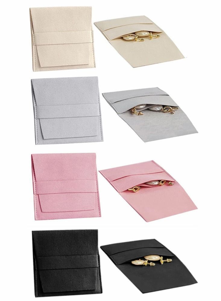 NIBEMINENT 8 Pack Double Pockets Microfiber Jewelry Pouch with Divider Gift Bag Ring Necklace Earring Bracelet Storage  - Image 1