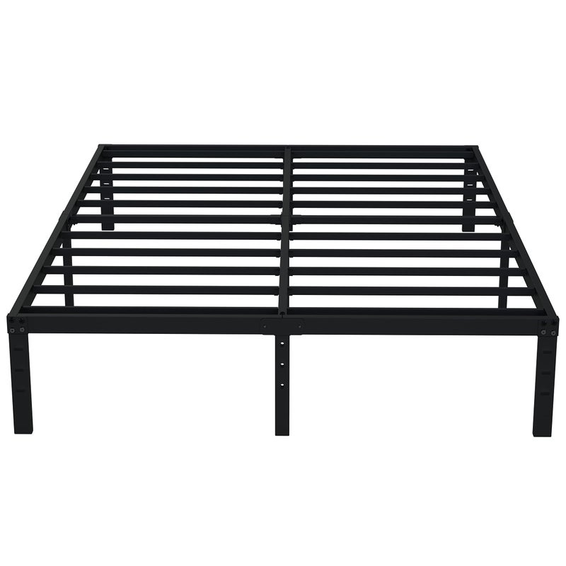 EMODA Queen Bed Frame No Box Spring Needed 14 Inch Heavy Duty Metal Platform BedFrame Queen Size with Steel Slats Easy Assembly Black