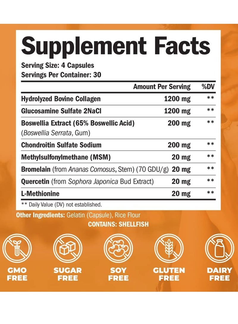 Vimerson Health Glucosamine Collagen Boswellia & MSM 120 Capsules - Image 2