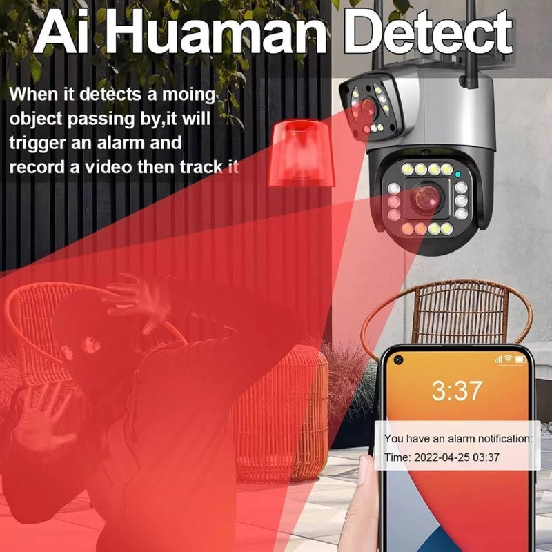 TP PLUS كاميرا أمان منزلية ذكية بدقة 3 ميجابكسل مع واي فاي وكاميرا بان تيلت بزاوية 360° (عدستين PTZ) - Image 2