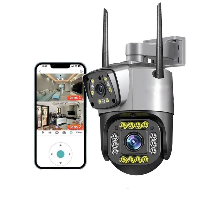 TP PLUS كاميرا أمان منزلية ذكية بدقة 3 ميجابكسل مع واي فاي وكاميرا بان تيلت بزاوية 360° (عدستين PTZ) - Image 1