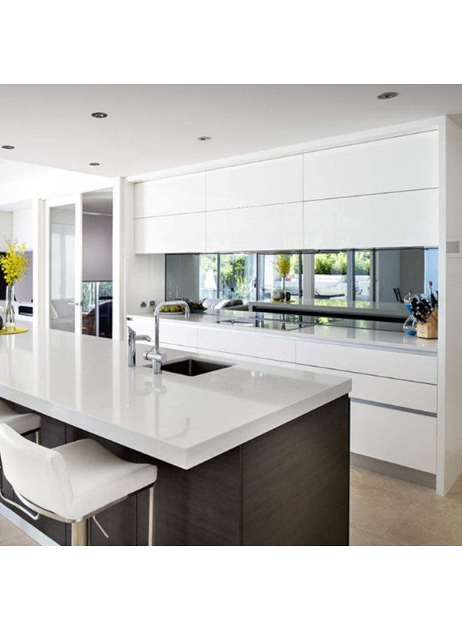 TANONE White Wallpaper 17.7" X 118" Peel and Stick Countertop Wallpaper Glossy Self Adhesive Removable Decorative Upgrade Vinyl Film for Kitchen Countertop Cabinets Table - Image 4