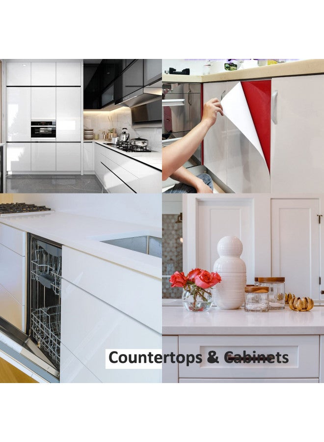 TANONE White Wallpaper 17.7" X 118" Peel and Stick Countertop Wallpaper Glossy Self Adhesive Removable Decorative Upgrade Vinyl Film for Kitchen Countertop Cabinets Table - Image 5