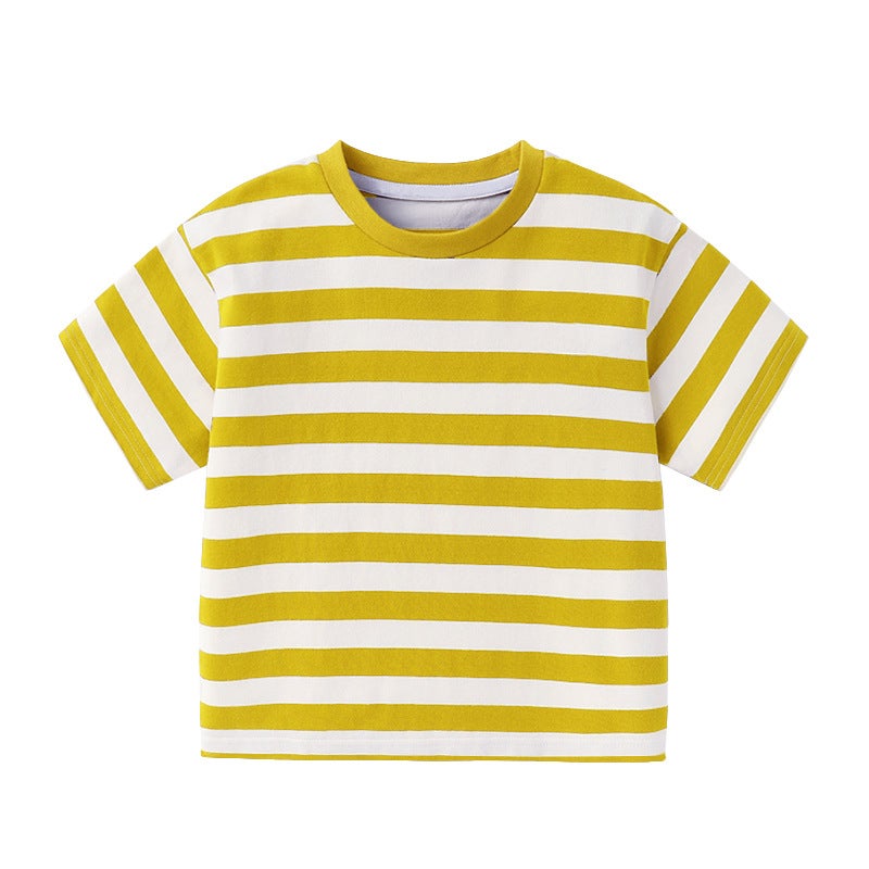 Summer Striped Short-Sleeved T-Shirt Zhongda Boys' Trendy Brand Ins Niche Half-Sleeved Casual Children'S Half-Sleeved Shirt Children'S Wear Top - Image 1