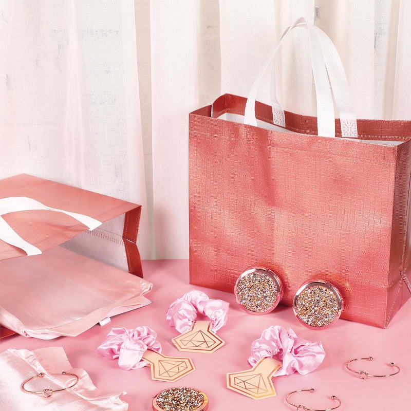 Toulite 30 Pcs Kimono Robes Set for Women Includes Satin Robes Gift Bags Knot Bracelets Hair Ties with Diamond Metal Mirror for Birthday Wedding Party - Image 3