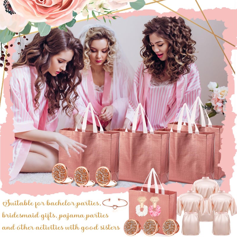 Toulite 30 Pcs Kimono Robes Set for Women Includes Satin Robes Gift Bags Knot Bracelets Hair Ties with Diamond Metal Mirror for Birthday Wedding Party - Image 5