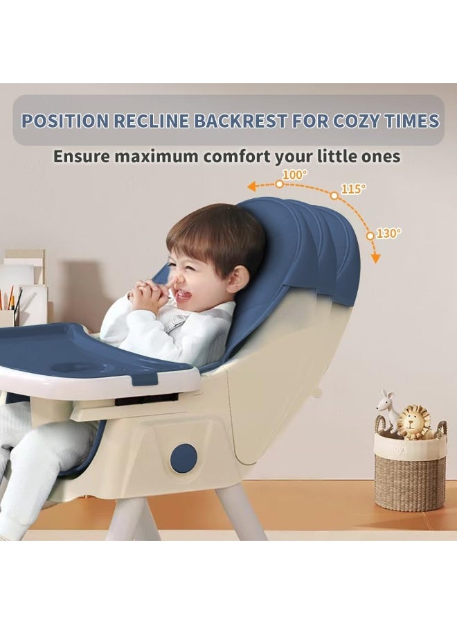 أبيكسلل كرسي أطفال عالي 5 في 1، كرسي طعام قابل للتحويل للأطفال والرضع، مع مسند ظهر وصينية قابلة للتعديل، تصميم قابل للطي بعجلات، وسادة PU، سهل التنظيف، مناسب من عمر 0 إلى 5 سنوات - Image 3