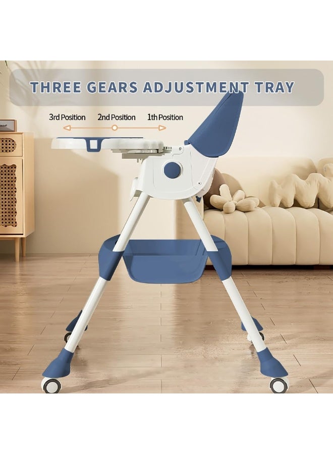 أبيكسلل كرسي أطفال عالي 5 في 1، كرسي طعام قابل للتحويل للأطفال والرضع، مع مسند ظهر وصينية قابلة للتعديل، تصميم قابل للطي بعجلات، وسادة PU، سهل التنظيف، مناسب من عمر 0 إلى 5 سنوات - Image 4