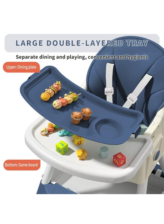 أبيكسلل كرسي أطفال عالي 5 في 1، كرسي طعام قابل للتحويل للأطفال والرضع، مع مسند ظهر وصينية قابلة للتعديل، تصميم قابل للطي بعجلات، وسادة PU، سهل التنظيف، مناسب من عمر 0 إلى 5 سنوات - Image 5