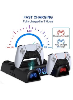 Bukela PS5 Stand with Cooling Station, PS5 Controller Charging Station for Playstation 5 Console CD/Digital Edition, PS5 Accessory Vertical Stand with 3-Stage Cooling Fan, and 11 Game Storage Cases (Black)  - Image 2