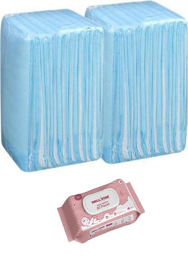 WELLSTAR Disposable Underpad Super Absorbent Polymer with Wipes (60 x 90 cm) Large (10 Units) - Image 1