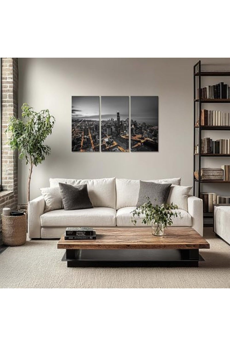 Artbrush Tower Houston Skyline Wall Art Texas City Night View Canvas Framed Wall Decor - Image 2