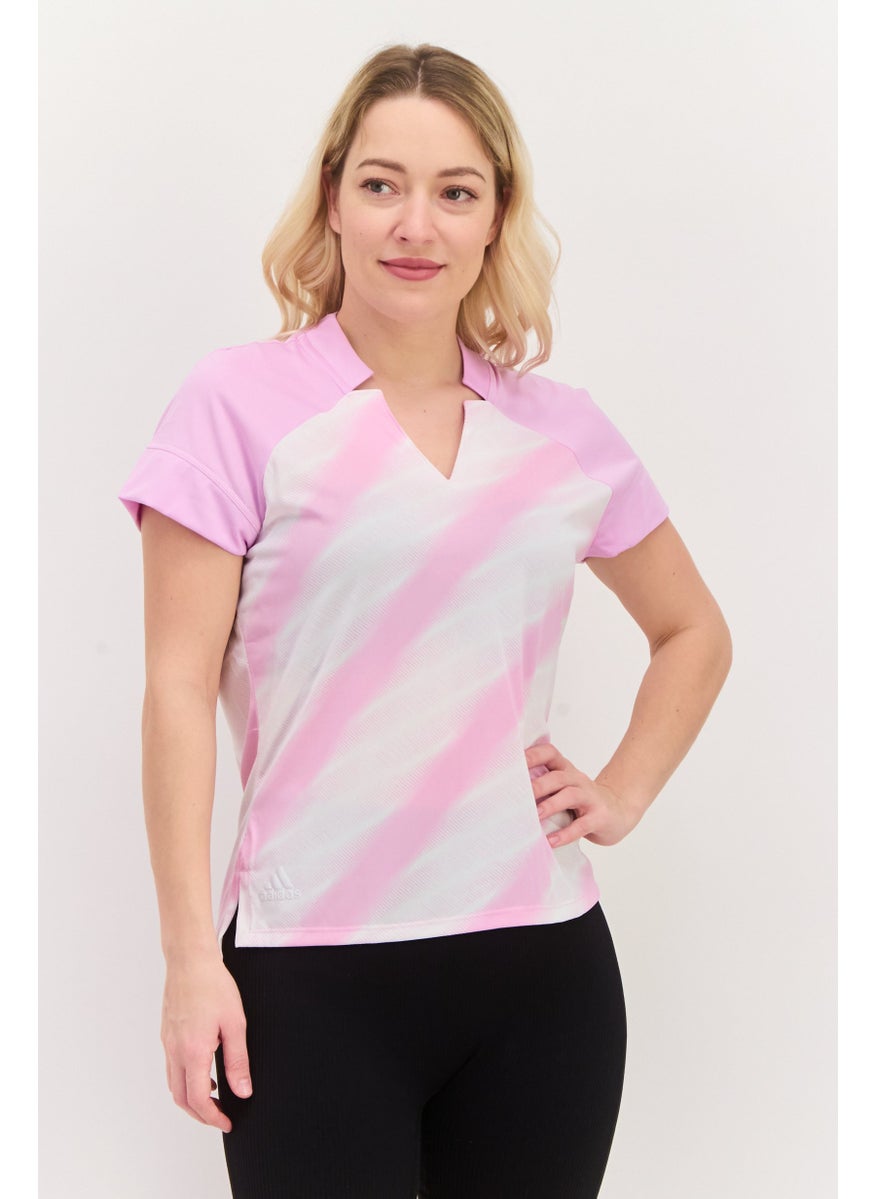 Adidas Women Sportswear Fit Short Sleeves Training Top, Lavender  - Image 1