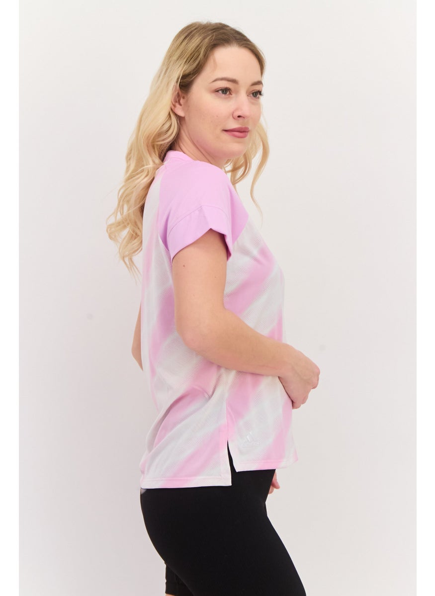 Adidas Women Sportswear Fit Short Sleeves Training Top, Lavender  - Image 2