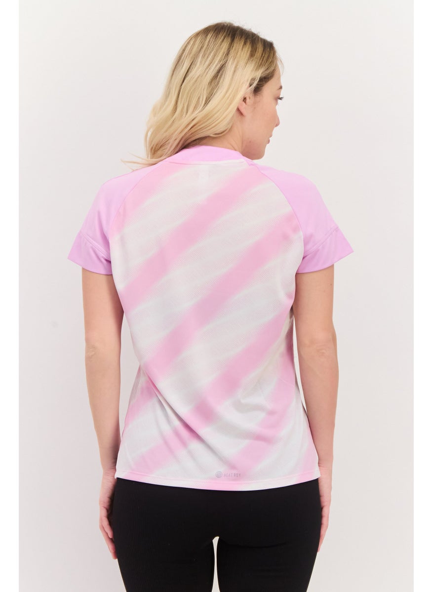 Adidas Women Sportswear Fit Short Sleeves Training Top, Lavender  - Image 3