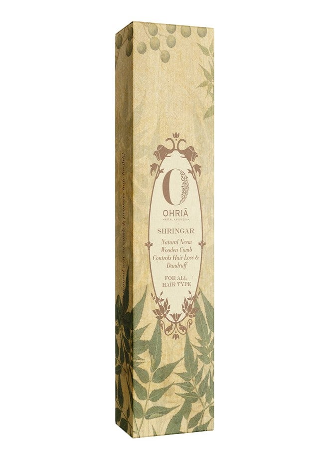 Ohria Ayurveda Natural Neem Wooden Comb with Handle & Fine Tooth | For Hair Growth & Scalp Health | With Neem and Sesame Oils| Suitable for All Hair Types - Image 5