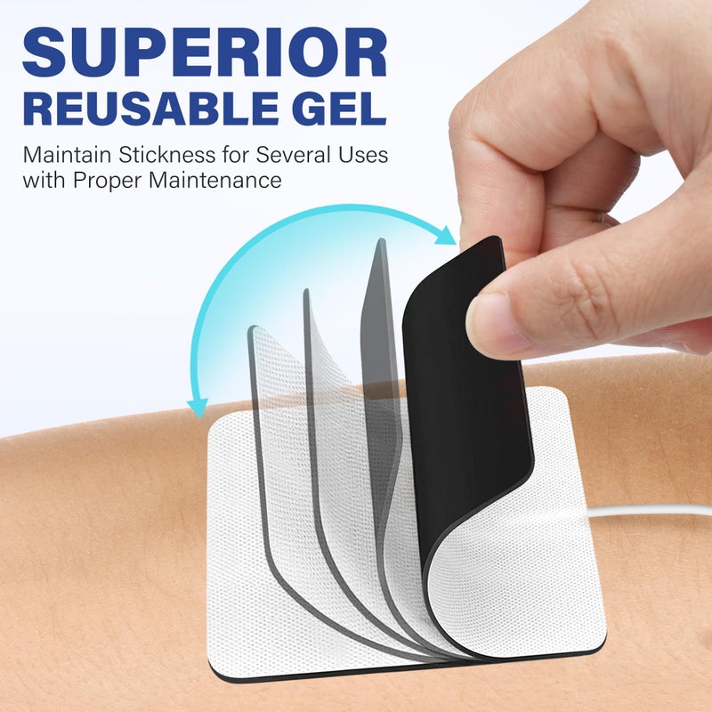 LotFancy TENS Unit Electrode Pads 2â€x2â€, 20 Pcs TENS Replacement Pads for Electrotherapy, Self-Adhesive TENS Pads for EMS Muscle Stimulation Machine, Reusable, Latex-Free - Image 5