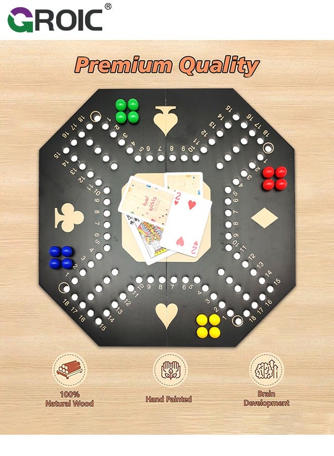 GROIC Jackaroo Board Game,Folding Board Game for 4 Players with 16 Marbles and Cards,38 cm x 38 cm Size,Jackaroo Game Family Game Marble Game - Image 2