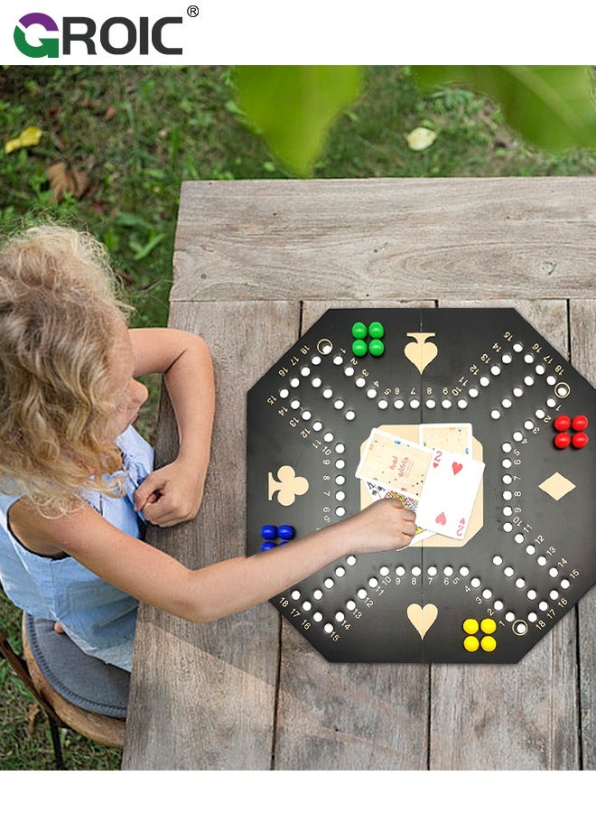 GROIC Jackaroo Board Game,Folding Board Game for 4 Players with 16 Marbles and Cards,38 cm x 38 cm Size,Jackaroo Game Family Game Marble Game - Image 3