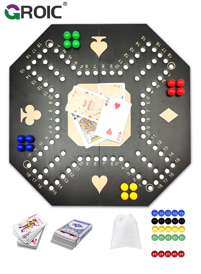 GROIC Jackaroo Board Game,Folding Board Game for 4 Players with 16 Marbles and Cards,38 cm x 38 cm Size,Jackaroo Game Family Game Marble Game - Image 1